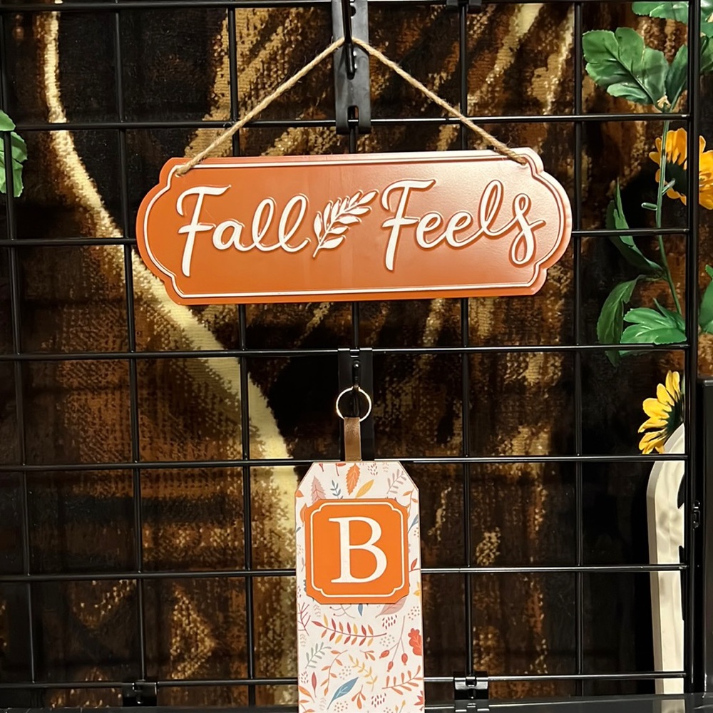 New Harvest Floral Letter “B” Monogram Wall Decor & “Fall Feels” Metal Plaque